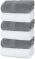 White Classic Luxury Hand Towels | Cotton Hotel spa Bathroom Towel | 16x30 | 6 Pack | 3-Grey /3-White