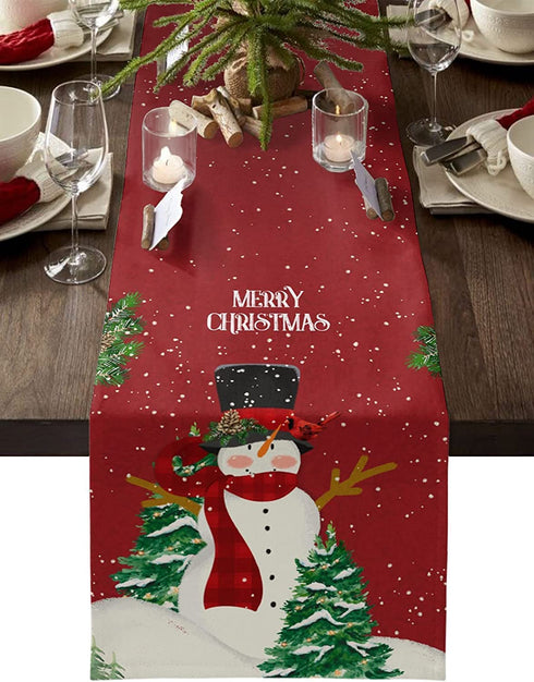 SPARKLILI Christmas Table Runner, Christmas Decorations, Table Runners 70 inches Long, Christmas Tree, Snowman, Table Decorations for Party, Holiday Decor, 13 x 70inces