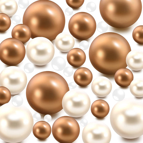 200 Pieces Floating NO Hole Pearls and 10000 Pieces Transparent Water Gels,Floating Pearls for Vases,Pearl Decor,Pearl Decor for Home Weddings Table Party Decor,10/14/ 20mm (Creamy White,Gold)