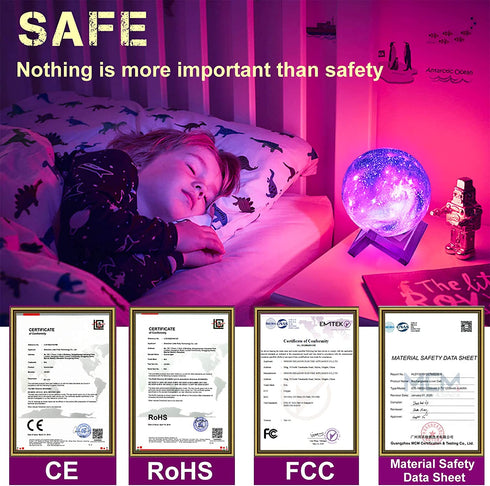 Eguled Moon Lamp inches Galaxy Lamp Night Light 16 Colors LED Moon Light with Stand Remote Touch Control and USB Rechargeable Home D©cor(5.9 inches)