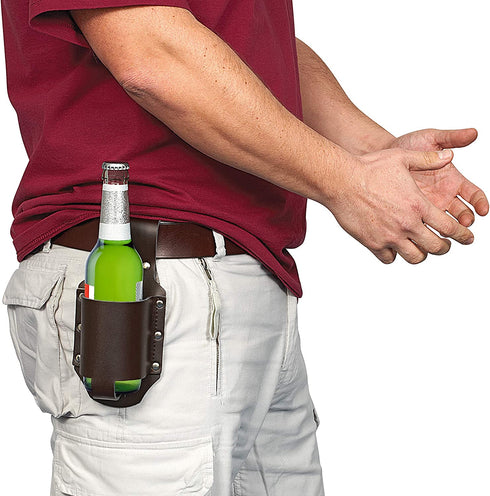 GreatGadgets Classic Beer Holster, Leather, Espresso Brown