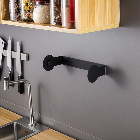 YIGII Black Paper Towel Holder - Kitchen Paper Towel Rack Under Cabinet Mount Self-Adhesive Paper Roll Holder, SUS-304 Stainless Steel
