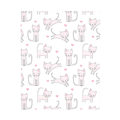 NoJo Super Soft Pink & White Purrdy Kitty Cat Fitted Crib Sheet, Pink, White