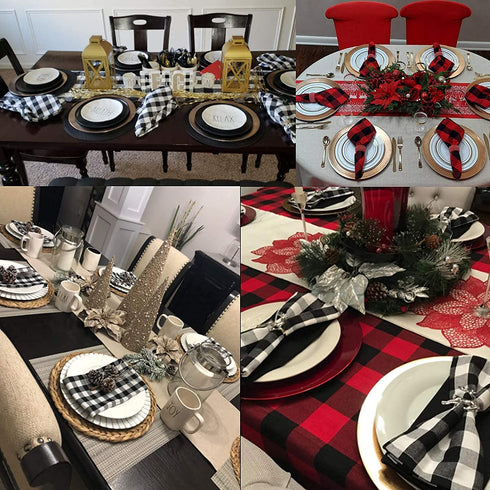 HTFDStar Cloth Napkins Set of 12, 18 X 18IN Napkins Cloth Washable, Reusable Napkins,Black and White Checkered Tablecloth, White Napkins,Black Napkins, Everyday Use Dinner Napkins/Table Napkins