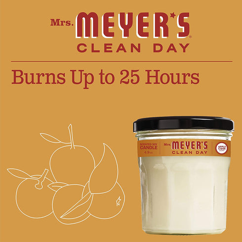 Mrs. Meyer's Scented Soy Aromatherapy Candle, 25 Hour Burn Time, Made with Soy Wax, Apple Cider, 4.9 oz