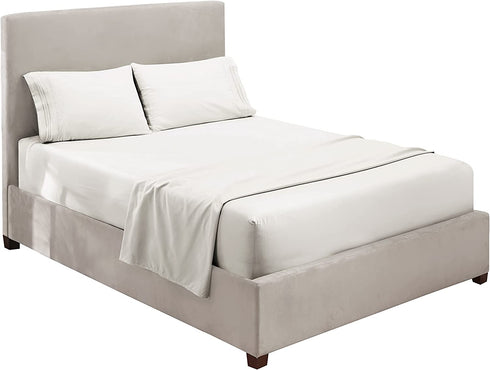 Clara Clark 1800 Premier Series 4pc Bed Sheet Set - King, White,