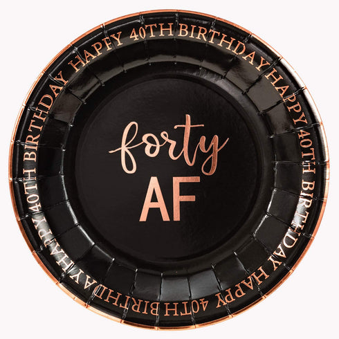 Crisky 40th Birthday Plates Rose Gold Women 40th Birthday Decorations Dessert, Buffet, Cake, Lunch, Dinner Plates for 40th Birthday Party Supplies, Forty XX, Happy 40th Birthday! 50 Count, 9" Plate