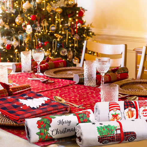 6 Pieces Cotton Christmas Kitchen Towels Buffalo Plaid Christmas Kitchen Towels and Dish Towels Christmas Kitchen Decor Hand Towels for Decorations , Favors Cooking and Baking ,16 x 24 Inch