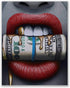 Red Lips Photos- Set of 3 (11 inches x 14 inches) Poster Prints - Diamond Money Gold