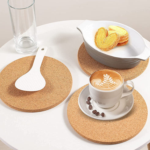 Cork Trivet Heat for Kitchen, Holder for Hot Dishes, Set of 8, 7.1X0.4 Inches Hot Plate Coaster Pads for Tables, Natural Heat Resistant Cork Placemat for Plants.