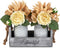 Besuerte Decorative Mason Jar Centerpiece, Rustic Wood Tray Home Decor with 2 Mason Jars,Rose Bouquet Flowers for Dining Room,Living Room,Kitchen,Office,Coffee Table,Utensils Holder, White