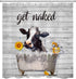 ECOTOB Get Naked Cow Shower Curtain, Funny Farmhouse Cow with Sunflower Yellow Duck in Bubble Bathtub Shower Curtain Decor Cute Cattle Pattern on Rustic Wood Fabric Bath Curtain with Hooks, 72X72 inch