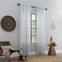 Archaeo Ticking Stripe Textured Cotton Blend Sheer Curtain, 54" x 63", Aqua/White