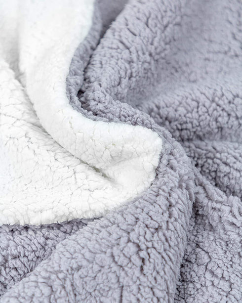 Charcoal Grey & White Sherpa Blanket - Sherpa Throw Blankets, Soft Blanket | Throw Blanket for Couch, Plush Throw Blankets, White Throw Blanket, Fleece Blanket, Fluffy Blanket, 60.5" x 48"