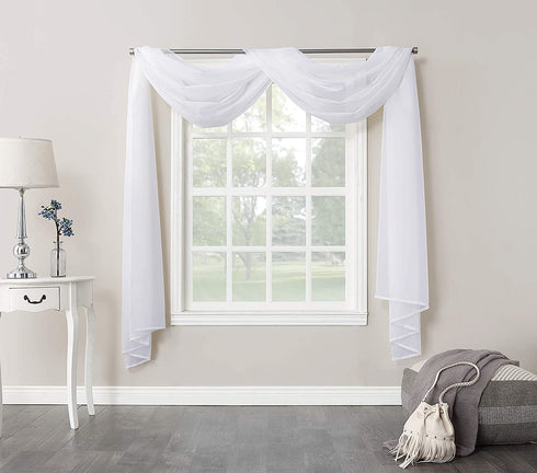 No. 918 Emily Sheer Voile Rod Pocket Curtain Panel, 59" x 216", White
