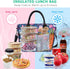 KIPBELIF Insulated Lunch Bags for Women - Large Tote Adult Lunch Box for Women with Shoulder Strap, Side Pockets and Water Bottle Holder, Blue Pink Flower, Normal Size