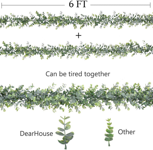DearHouse 3 Pack Faux Eucalyptus Garland Plant, Artificial Vines Hanging Eucalyptus Leaves Greenery Garland for Wedding Backdrop Arch Wall Decor, 6 Feet/pcs UV Protected Indoor Outdoor