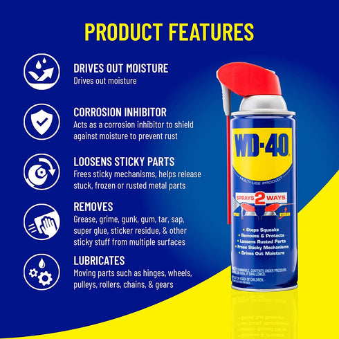 WD-40 Multi-Use Product with SMART STRAW SPRAYS 2 WAYS, 8 OZ - (3-Pack), Clear
