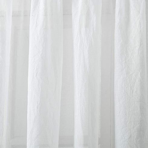 No. 918 Tayla Crushed Texture Semi-Sheer Rod Pocket Curtain Panel, 50" x 108", White