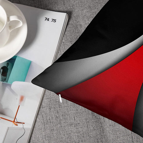 Emvency Set of 4 Throw Pillow Covers Modern Abstract Red Stripes Gray Black White Acrylic Bold Grey Decorative Pillow Cases Home Decor Square 18x18 Inches Pillowcases