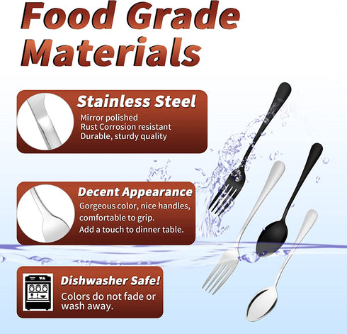 Colorful Silverware Set Service for 6, Flatware Fork and Spoon 12-piece Modern Design Cutlery