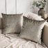 Phantoscope Pack of 2 Sparkling Velvet Decorative Throw Pillow Covers Soft Gold Glitter Square Cushion Cover Pillowcase for Couch Bed and Chair, Grey, 18 x 18 inches, 45 x 45 cm