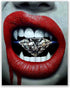 Red Lips Photos- Set of 3 (11 inches x 14 inches) Poster Prints - Diamond Money Gold