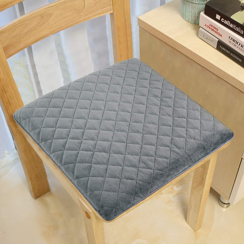 COMFORTANZA Chair Seat Cushion - 16x16x1.6 Memory Foam Square Thin Non-Slip Pads for Kitchen, Dining, Office Chairs and Car Seats - Comfort and Back Pain Relief - Medium Firm - Gray