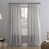 No. 918 Erica Crushed Texture Sheer Voile Rod Pocket Curtain Panel, 51 in x 84, Silver Gray