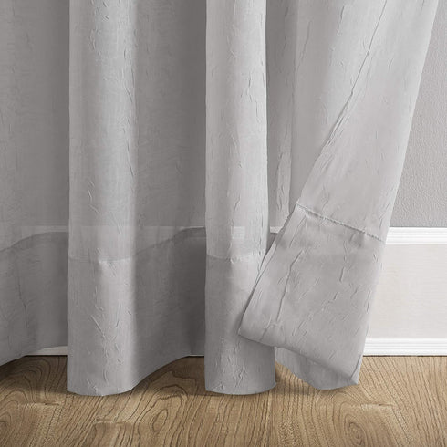 No. 918 Erica Crushed Texture Sheer Voile Rod Pocket Curtain Panel, 51 in x 84, Silver Gray
