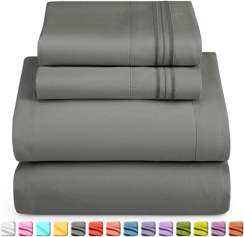 Nestl Queen Sheets Set - 4 Piece Bed Sheets for Queen Size Bed, Double Brushed Queen Size Sheets, Hotel Luxury Grey Sheets, Extra Soft Bedding Sheets & Pillowcases