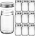 Regular-Mouth Glass Mason Jars, 12-Ounce (10-Pack) Canning Jars with Silver Metal Airtight Lids for Meal Prep, Food Storage, Canning, Drinking, Overnight Oats, Jelly, Dry Food, Spices, Salads, Yogurt
