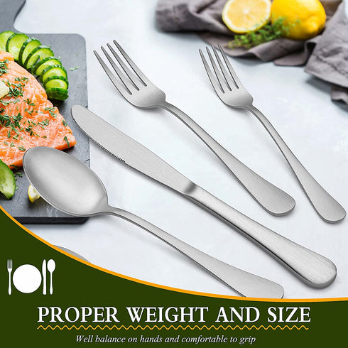 LIANYU 30 Piece Matte Silverware Set, Satin Finish Flatware Cutlery Set for 6, Include Knife Fork Spoon, Fancy Eating Utensils Tableware Set for Home Restaurant Party, Dishwasher Safe
