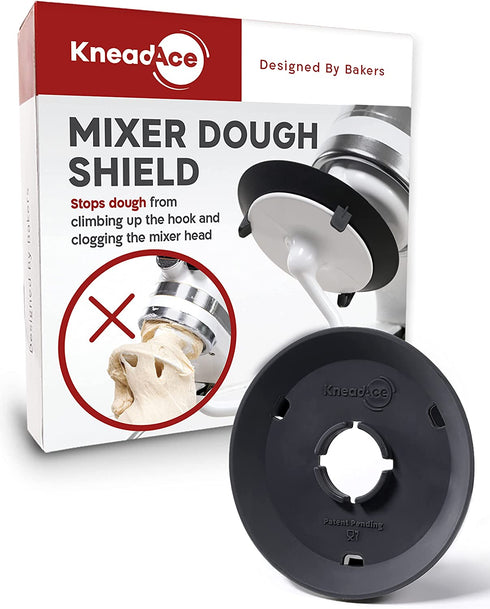 KneadAce Dough Hook Shield For Kitchen Aid - Prevents Your Dough from Climbing Up and Clogging Up Your Mixer Mess Free Mixer Accessory Compatible With Most KitchenAid C Shape Dough Hooks (Dark Grey)