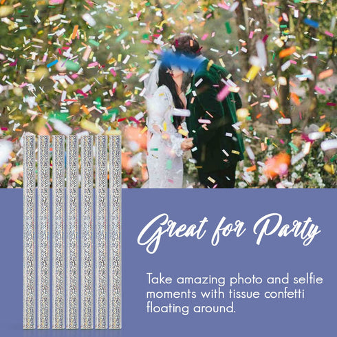 Battife Confetti Wands 7Pack Colorful Tissue Paper Confetti Flick Flutter Sticks for Wedding Celebrations, Anniversary, Birthday, Multi-Color, 14 inch