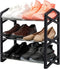 NiHome 3-Tier Shoe Rack Multifunctional Sturdy Steel Organizer Compact Small Size Lightweight 6 Pairs Footwear Freestanding Shelf for Closet Hallway Entryway Living Room Bedroom X Shape Frames (Black)