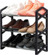 NiHome 3-Tier Shoe Rack Multifunctional Sturdy Steel Organizer Compact Small Size Lightweight 6 Pairs Footwear Freestanding Shelf for Closet Hallway Entryway Living Room Bedroom X Shape Frames (Black)