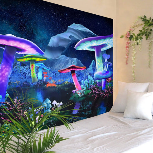 Waykingo Trippy Mushroom Psychedelic Tapestry Wall Tapestry for Bedroom Aesthetic,Cool Trippy Tapestry Wall Hanging Tapestry for Men,Funny Tapestries for Bedroom,Dark Tapestry Wall Hanging Trippy