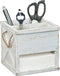 Barnyard Designs Rustic Wood Utensil Caddy with Napkin Holder - 4 Compartment Flatware, Silverware or Utensil Crock and Napkin Slot, Farmhouse Kitchen Decor, White, 7.75" x 7.75 x 6.75" (White/White)