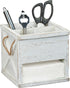 Barnyard Designs Rustic Wood Utensil Caddy with Napkin Holder - 4 Compartment Flatware, Silverware or Utensil Crock and Napkin Slot, Farmhouse Kitchen Decor, White, 7.75" x 7.75 x 6.75" (White/White)
