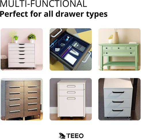 Teeo Felt Drawer Organizer Container Caddy Jewelry Tray Makeup Storage Organizers Home Office Desk Cosmetic Bins Dividers Box Compartment Nursery Bedroom Closet Organization, Pack of 7, Navy