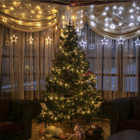 LED Christmas Tree Lights 300 LEDs 19.7ft Green Wire Fairy String Lights Waterproof Plug in Indoor Outdoor Decor for Holiday Party Wedding Birthday(Warm White)