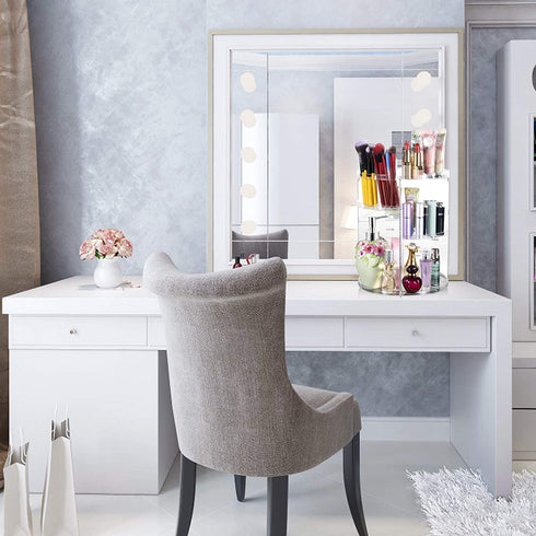 360° Rotating Makeup Organizer, Spinning Bathroom Organizer Countertop, Cosmetic Organizer Makeup Holder Shelf, Make Up Organizers and Storage for Bedroom, Transparent