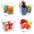 Hedume 6 Pack Plastic Open Front Food Storage Bin, 6.5" Wide Clear Pantry Organizer Bins with Cutout Handles, Household Food Storage Basket for Kitchen, Countertops, Refrigerator, Cabinets
