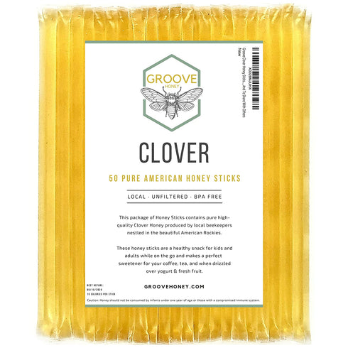 Clover Honey Sticks for Tea, Travel & Snacks - Premium Grade Pure Honey Packets are Farm Fresh from US Beekeepers - Each Honey Straw is full of Flavor that You'll Love - A Great Gift Idea (50)