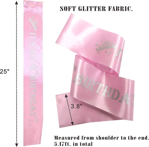 4th Birthday Gifts for Girl, Birthday Crowns for Girl 4,4th Birthday Sash and Crown,4th Sash Birthday Girl, Birthday Gifts for 4 year old Girls,4th Birthday Party Supplies,4th Birthday Crown