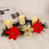 Hausse Christmas Poinsettia Centerpiece with 3 Flameless LED Candles, Chiristmas Candle Holders Advent Wreath, Xmas Tabletop Candleabrum for Home Holiday Party Table Mantel Display