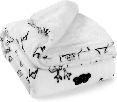 TILLYOU Reversible Plush Sherpa Fleece Baby Blanket for Boys, Girls, Kids, Toddler, Infant, Newborn, 40?x50? - Fuzzy Fluffy Warm Throw Blanket for Toddler Bed, Crib, Stroller, Bassinet, Pet, Reindeer
