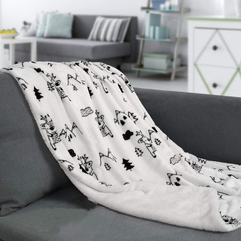 TILLYOU Reversible Plush Sherpa Fleece Baby Blanket for Boys, Girls, Kids, Toddler, Infant, Newborn, 40?x50? - Fuzzy Fluffy Warm Throw Blanket for Toddler Bed, Crib, Stroller, Bassinet, Pet, Reindeer
