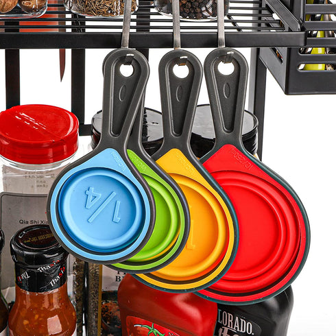 WUWEOT 16 Pack Collapsible Measuring Cups and Spoons Set, Food Grade Silicone Measuring Tools Set for Liquid & Dry Food, Baking & Cooking, Space Saving, BPA Free Silicone